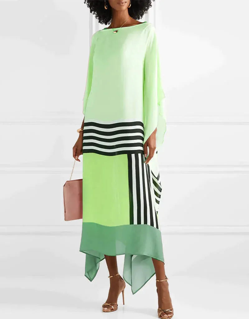 Fließendes Kleid mit Farbblock-Design