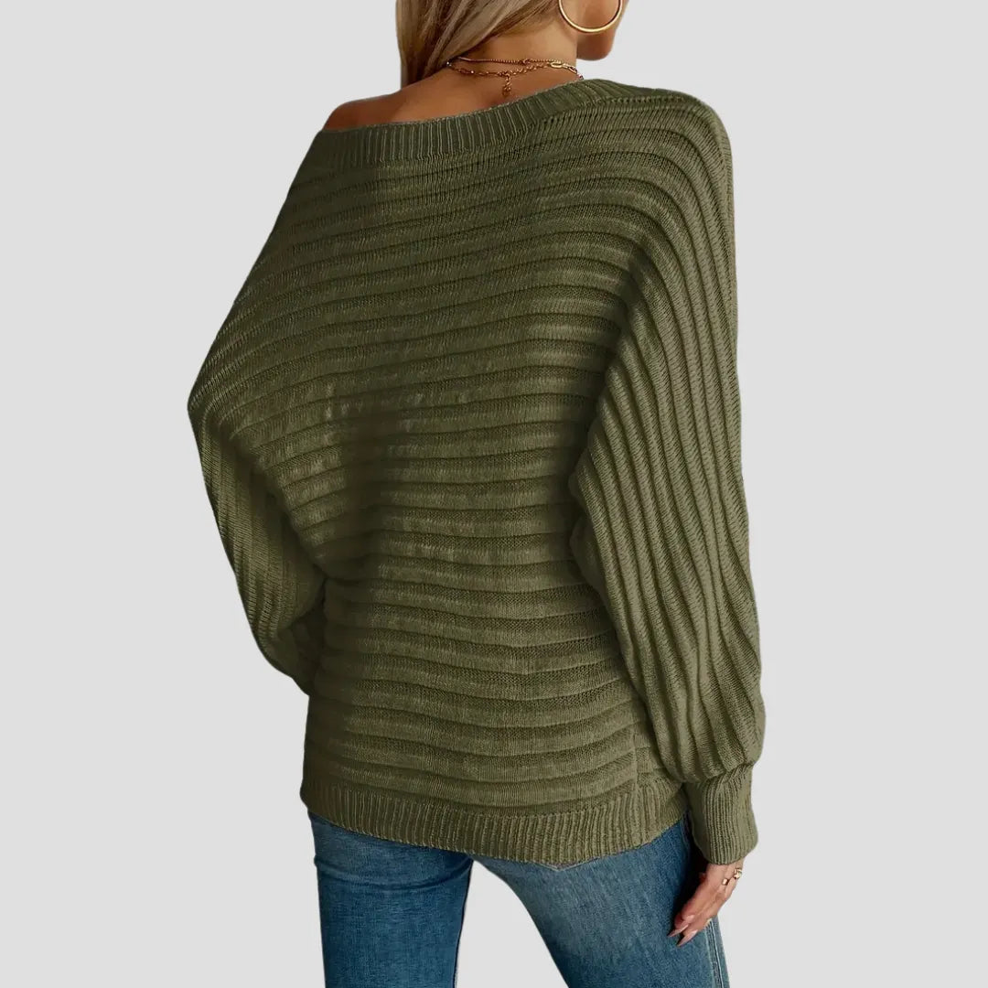 Warme Off-Shoulder Trui Dames – Ontspannen Elegant & Tijdloos Comfort