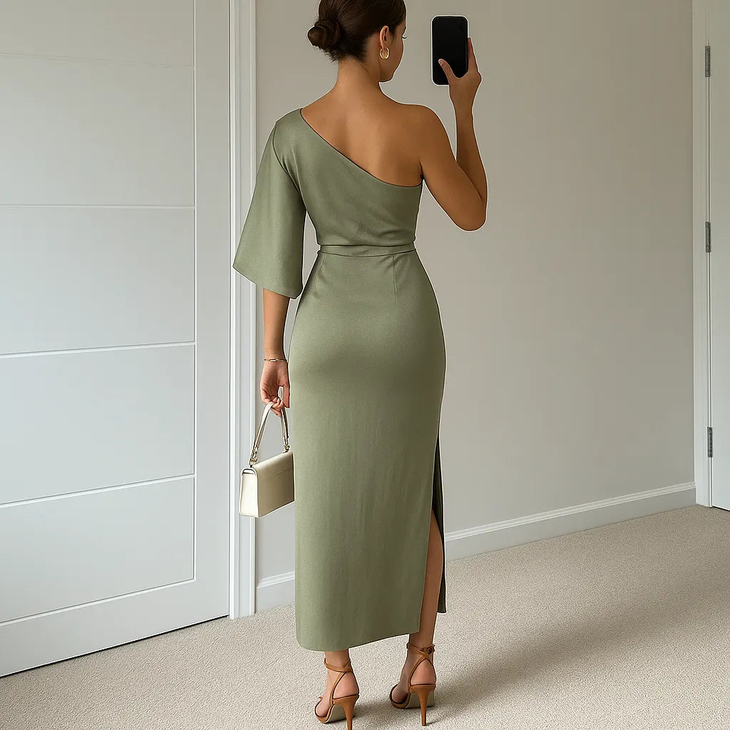 Mien | Elegant One-Shoulder Maxi Dress with Flattering Slit