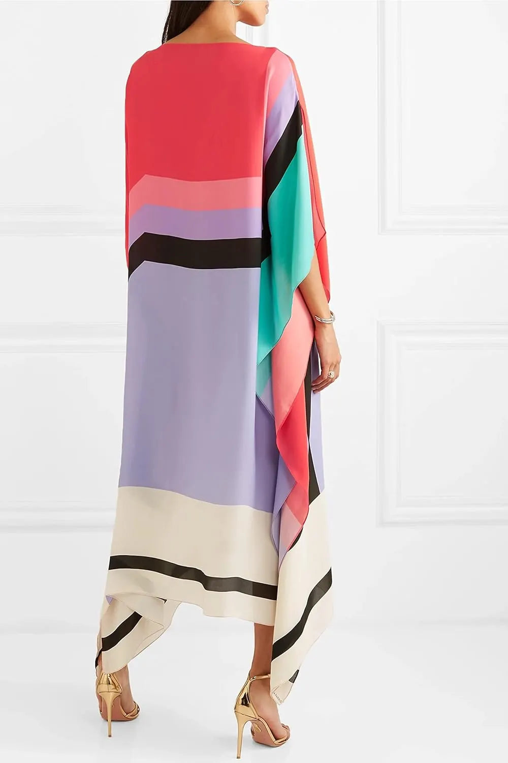 Fließendes Kleid mit Farbblock-Design