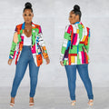 Long sleeve multicolor printed blazer