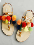 Bohemian Buckle Tassel Flat Sandals