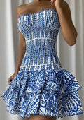 DOLCE | Strapless Zomerjurk Met Borduursel in Blauw â€“ Elegant, Luchtig & Verfijnd!
