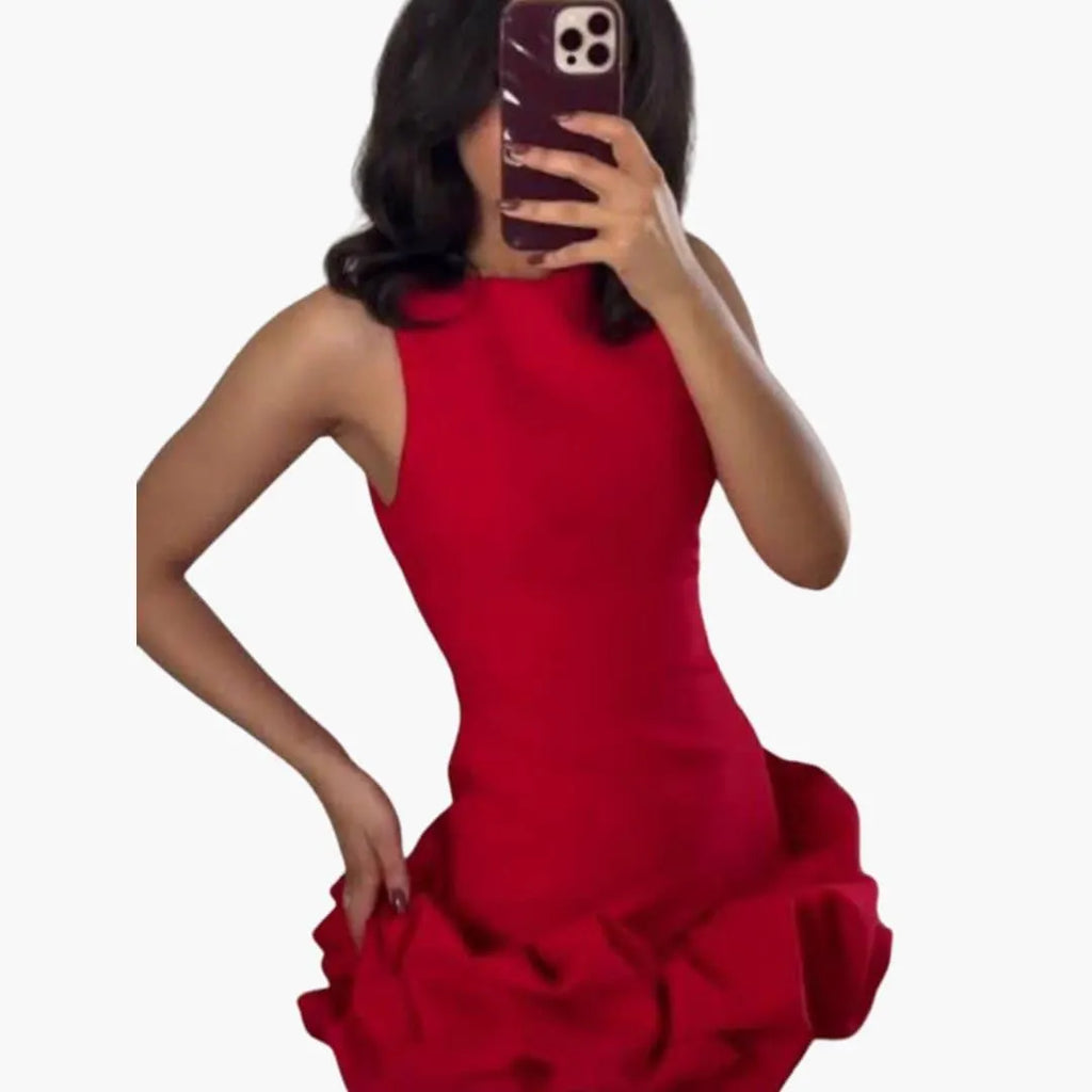 Womenâ€™s Ruffle Dress with Flowy Silhouette and Loose Fit