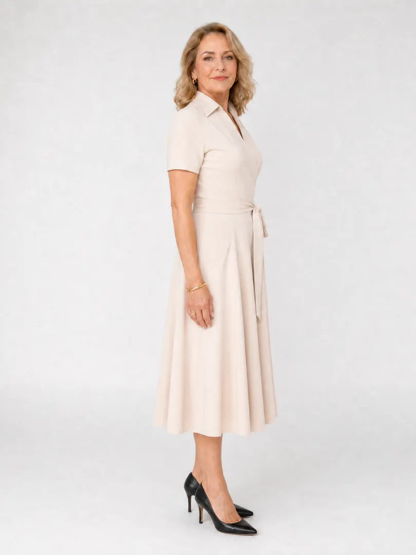 Coral | Collared Wrap Waist Midi Dress