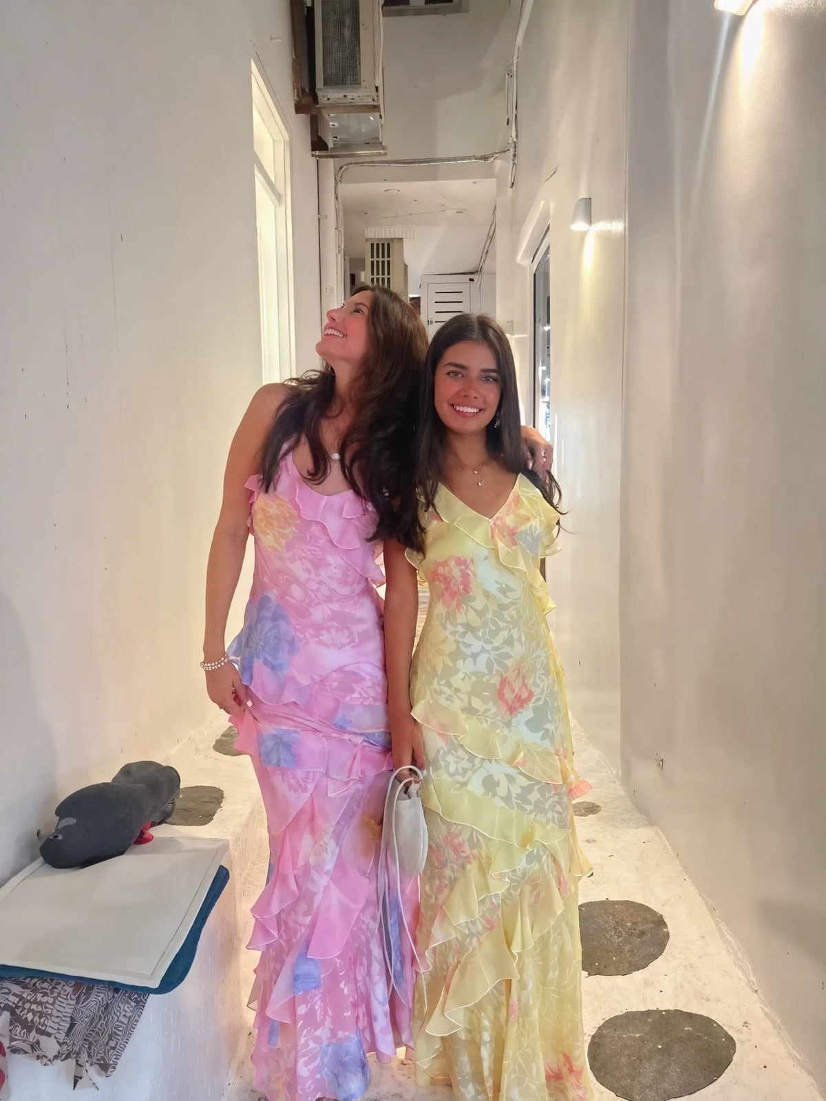 Blumen-Kleid mit Rüschen & Spaghetti-Trägern