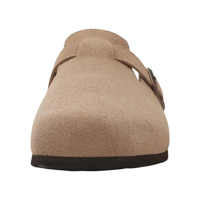 Wildleder Pantolette – Offene Ferse, Verstellbarer Riemen