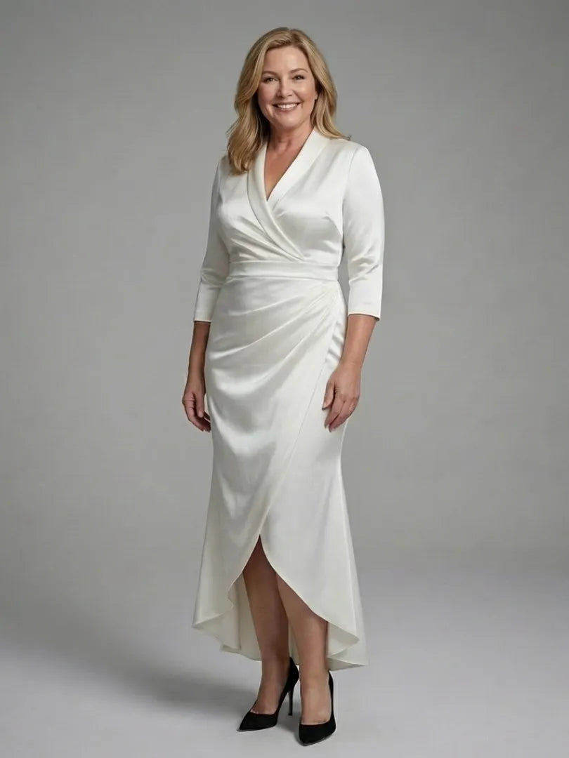 Celestine | Long Sleeve Wrap High Low Midi Dress