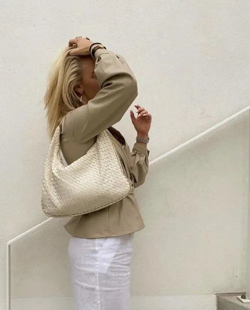 Tote Bag – Intrecciato Geweven Dames Tas, Vegan Leer & Tijdloze Elegant