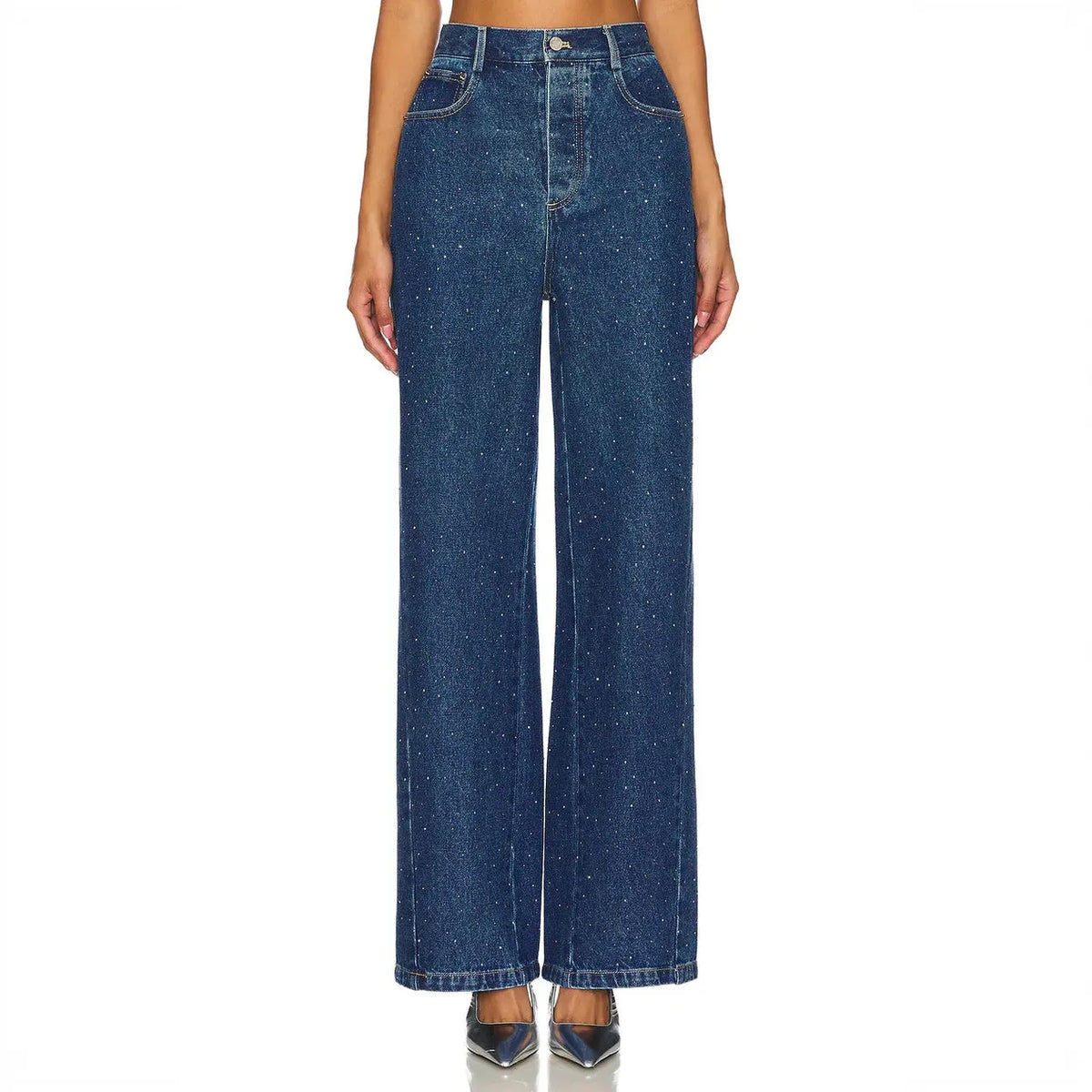 Statement Denim: Wide Leg mit Strass