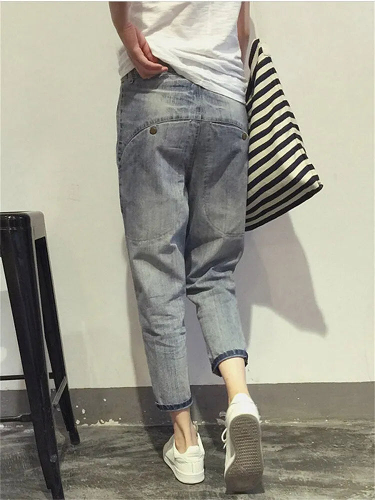 FENNA | Dames Jeans Met Relaxed Fit â€“ Mid Waist, Cropped Lengte & Opgerolde Zoom