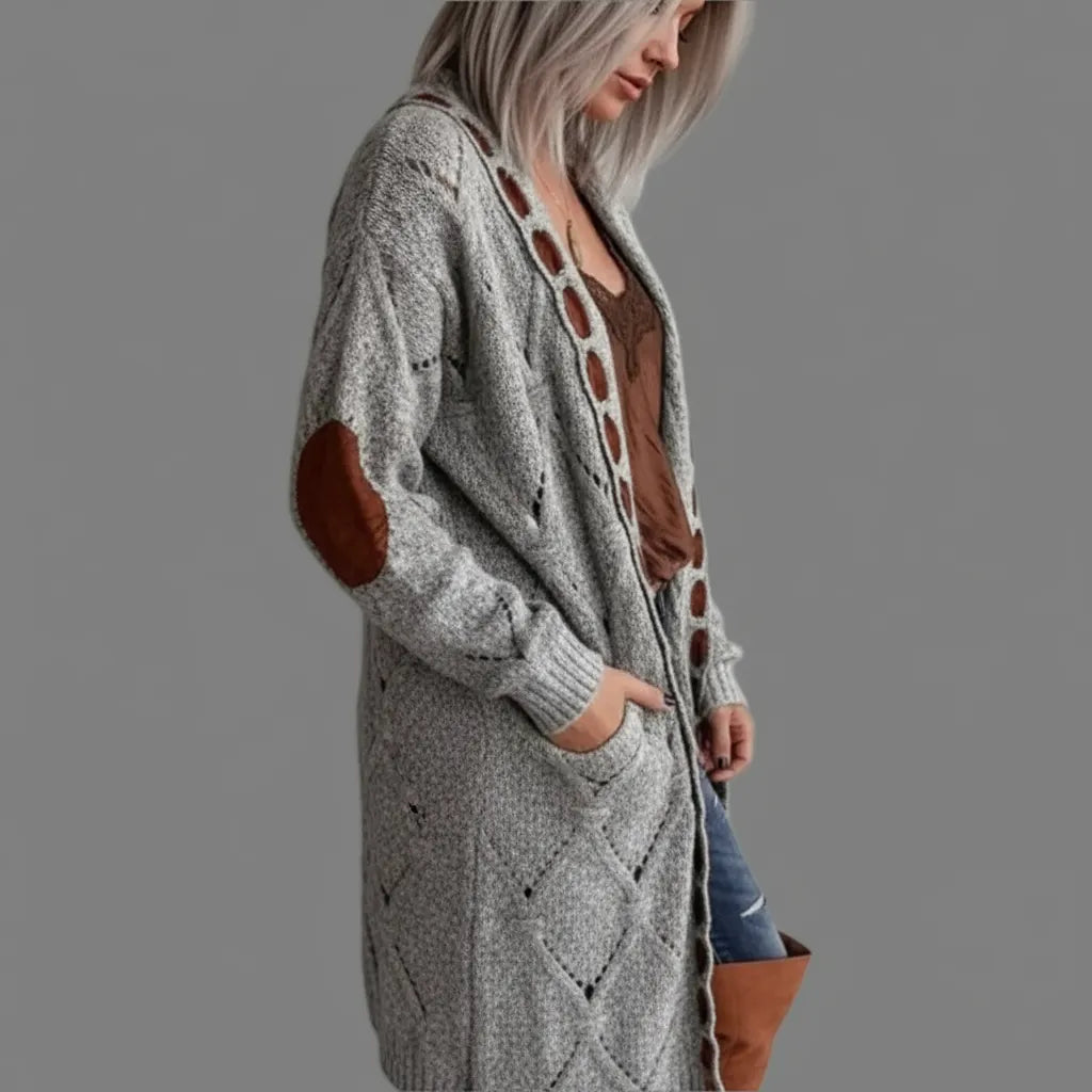 Lilika Zeitloser Strick-Cardigan mit Patches