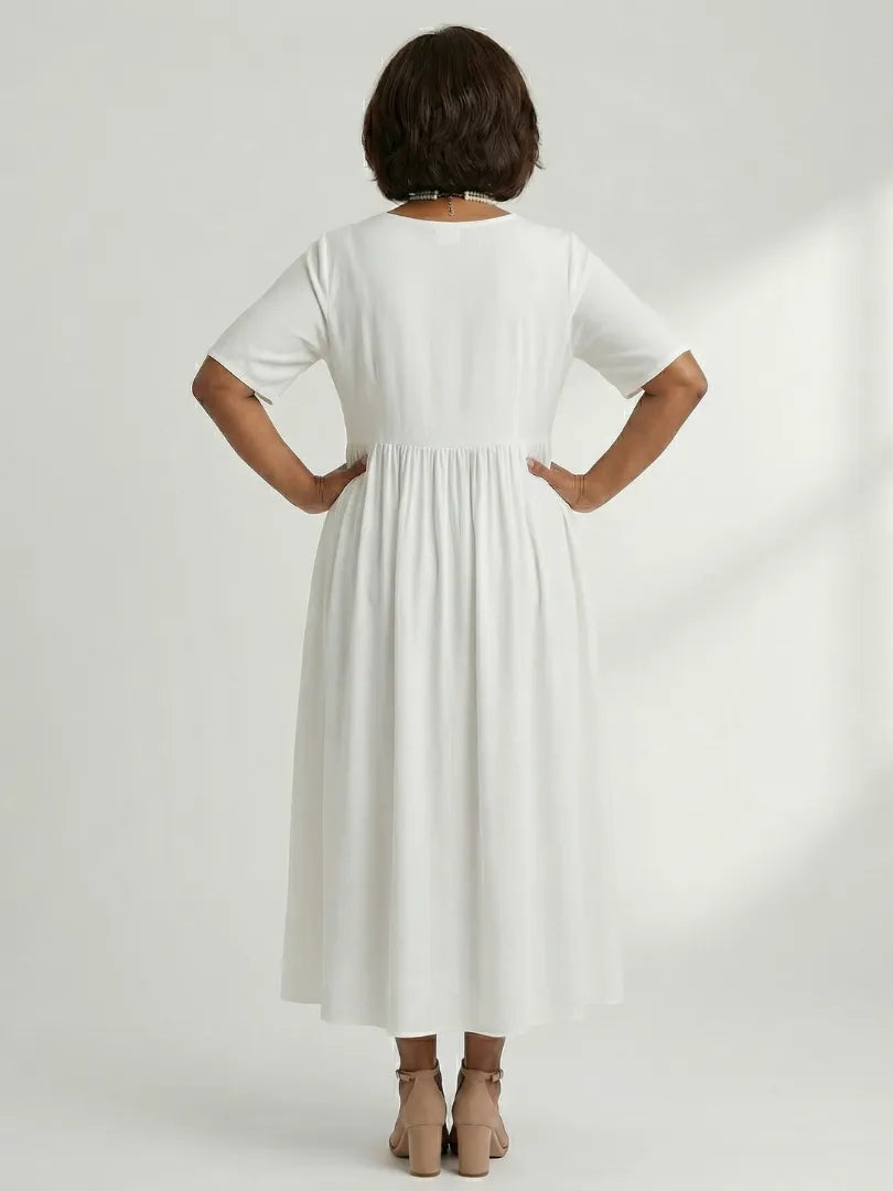 Ciren | Simple Gather Midi Dress