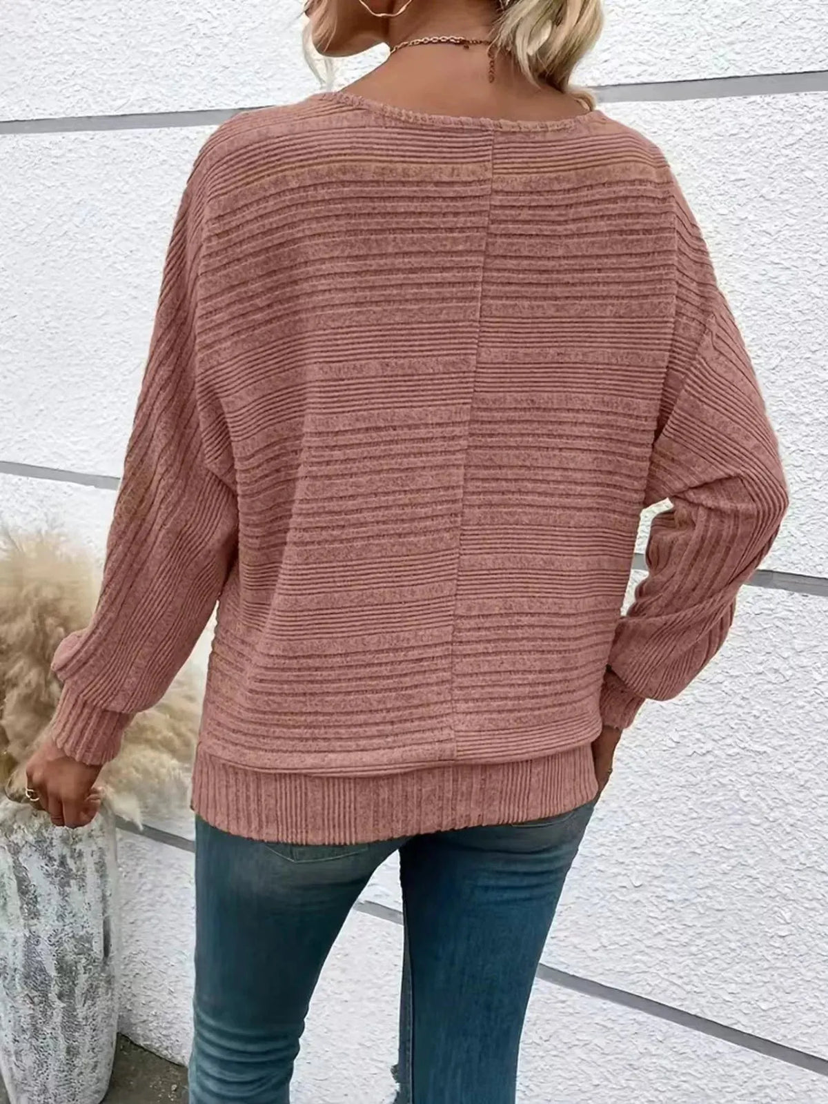 Ribbed Knit Quarter Zip Sweatshirt