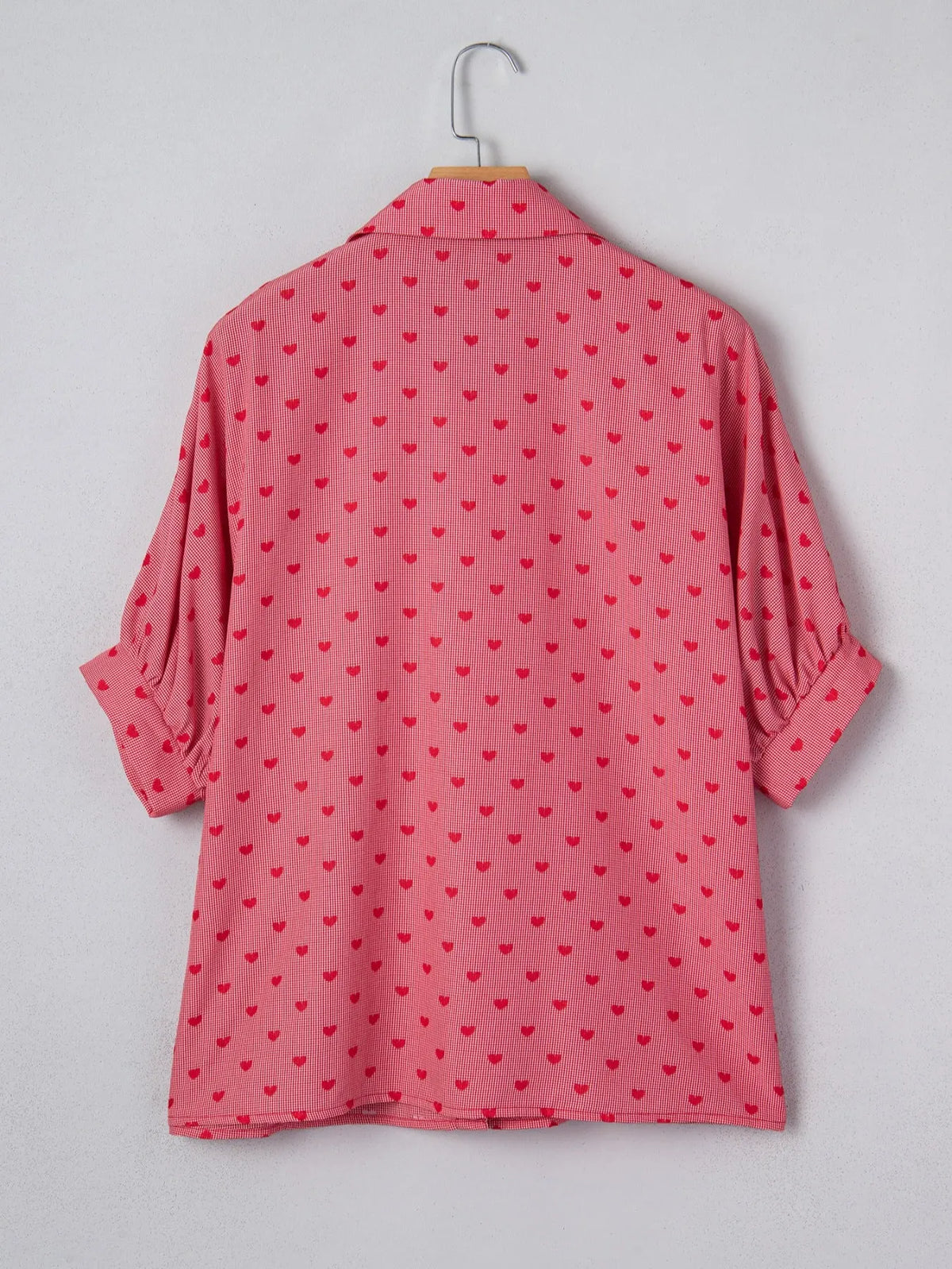 Heart Print Button-Down Shirt