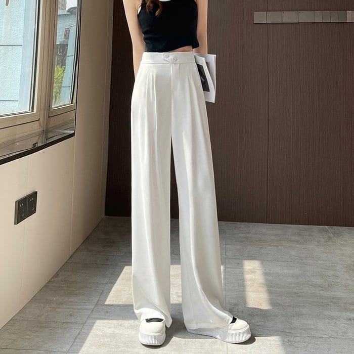 – Damen-Hose aus Seide mit weitem Bein – leicht, atmungsaktiv, knitterfrei, bequem und aus hochwertigem Stoff