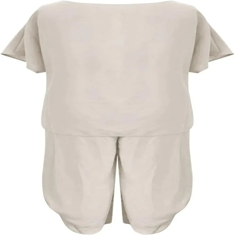 JULES | Dames 2 Delige Relaxed Fit Set Wijdvallende Top & Korte Mouw – Comfortabele Flared Broek