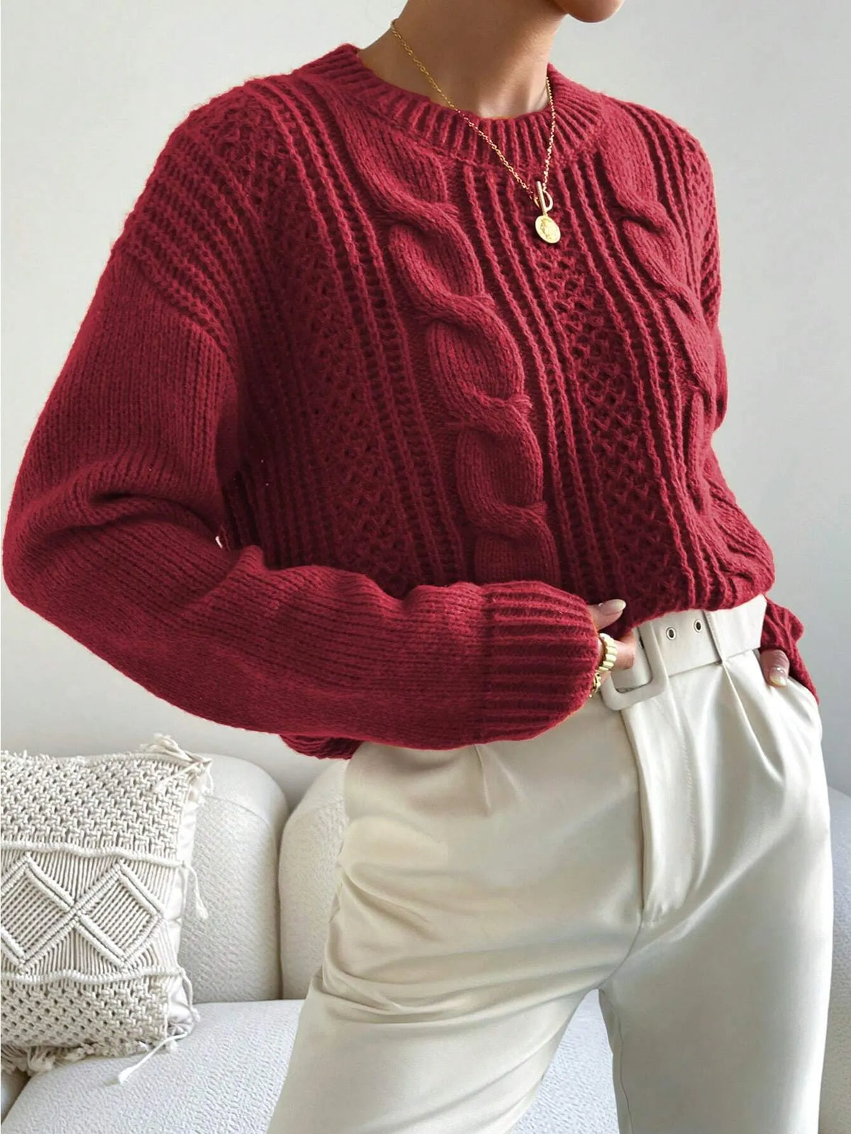 SuÃ©ter Feminino Tricot Vinho Marcella
