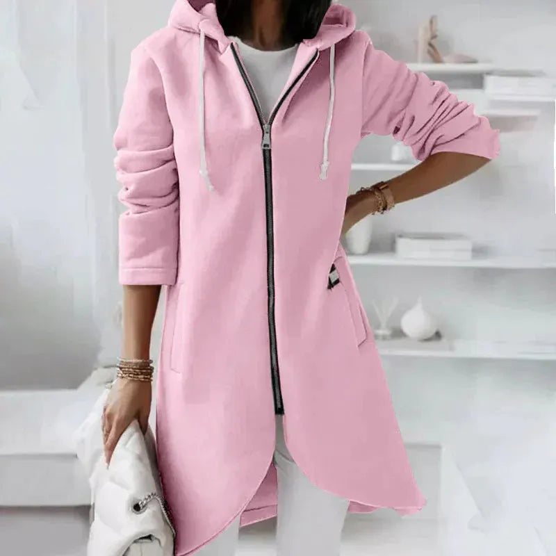 Lange Kapuzenjacke Mit ReiÃŸverschluss