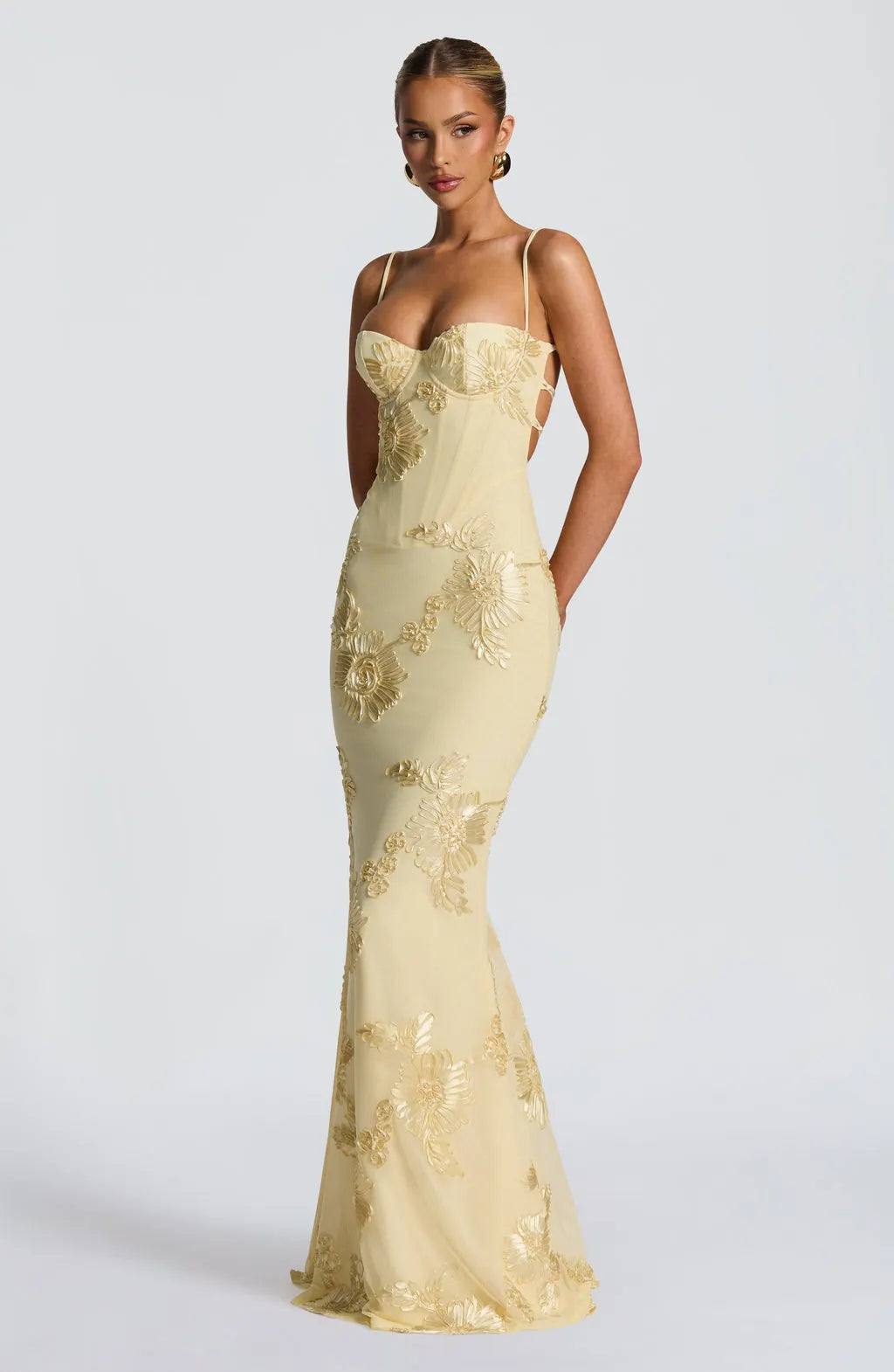 Jacquard Midi Dress for Women with Floral Print and Elegant Cut