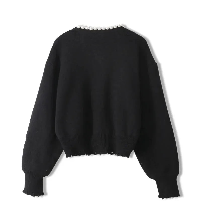 FEMKE | Cardigan Trui Voor Dames Met Pareldetails En Open Voorzijde â€“ Elegant, Tijdloos, Verfijnd