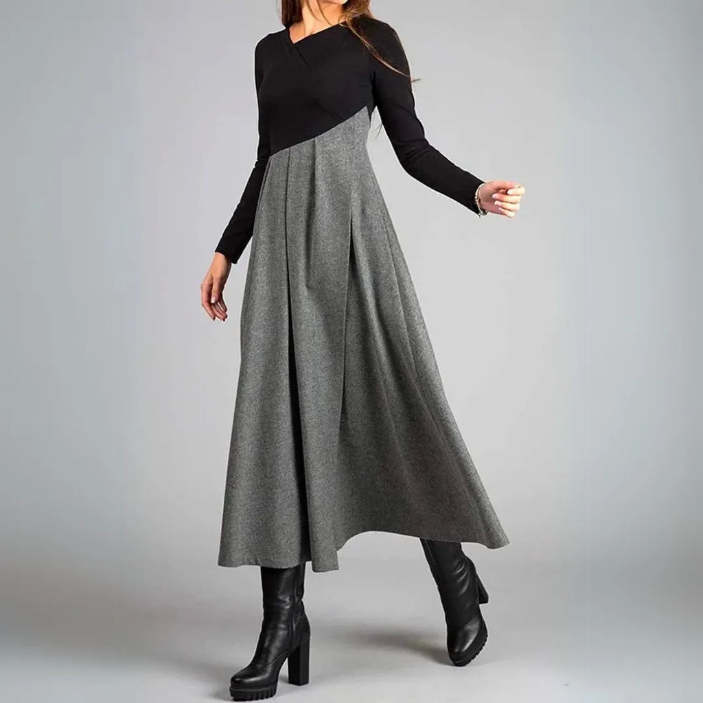Women's Dress with A-Line Cut and Pleated Skirt