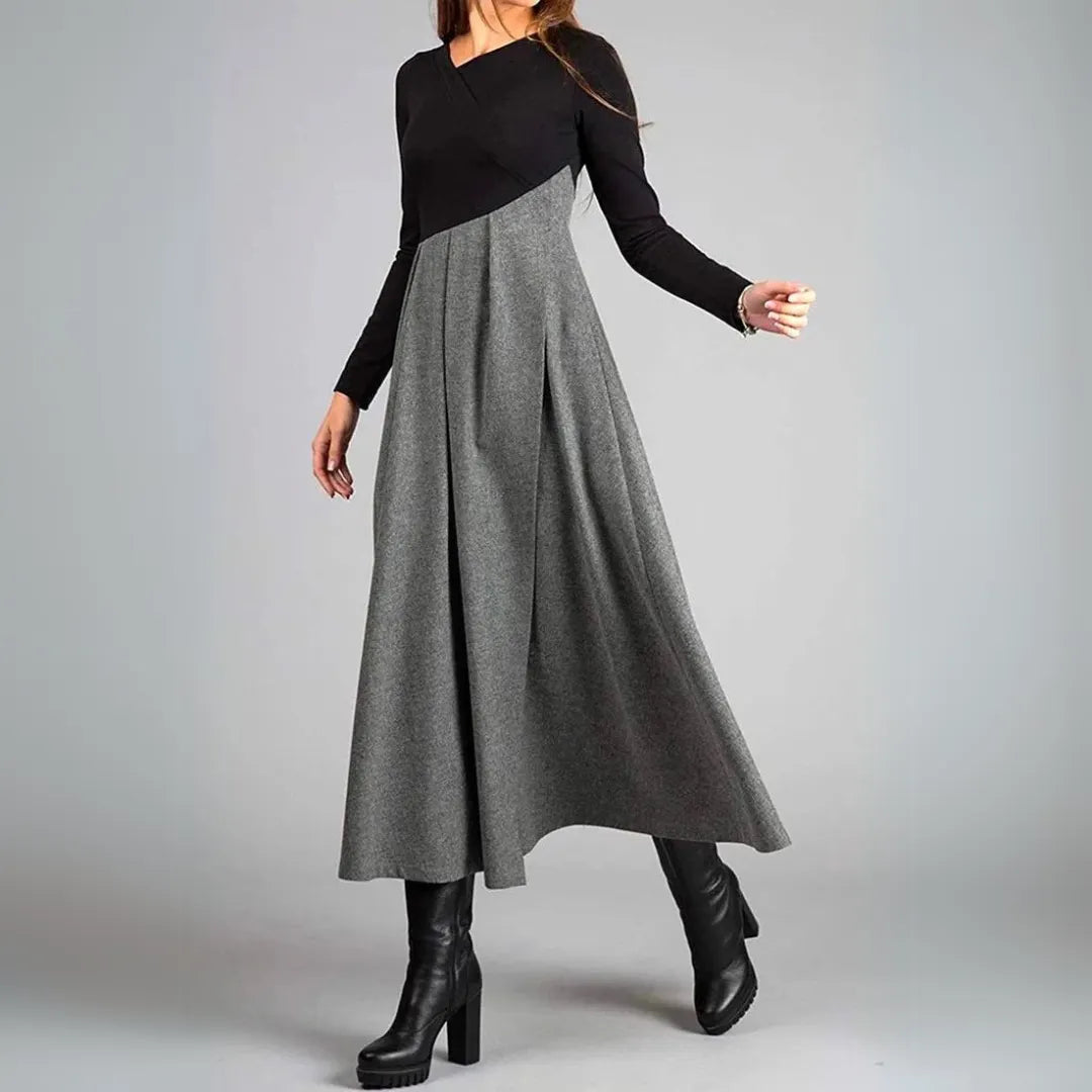 Women's Dress with A-Line Cut and Pleated Skirt