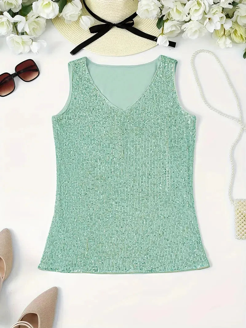 Elegantes Ärmelloses Top mit Pailletten