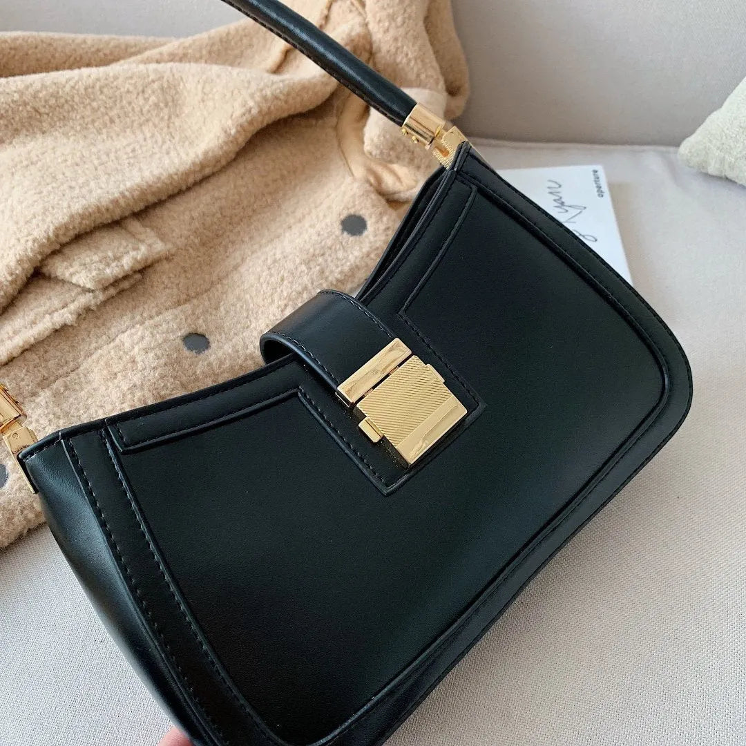 FLORE | Dames Leren Handtas Met Unieke Gesp Sluiting â€“ Gestructureerd Design Met Flap En Metalen Sluiting â€“ Tijdloos En Elegant