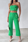 Casual Solid Patchwork Backless Strapless Sleeveless Two Pieces