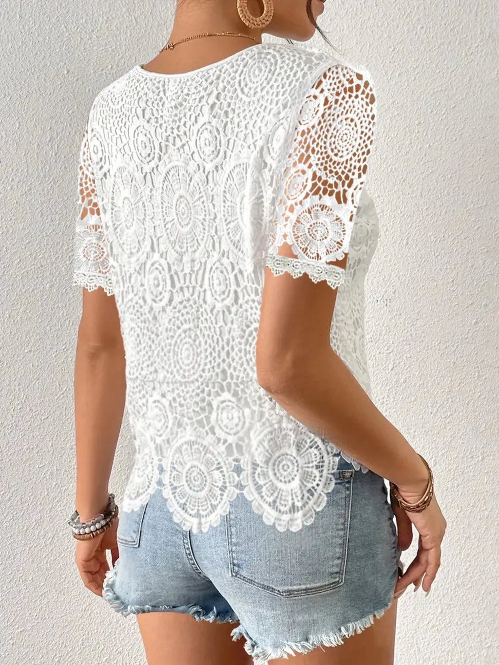 Lace Short Sleeve Blouse