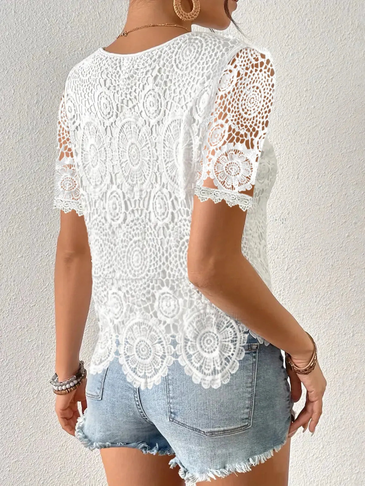 Lace Short Sleeve Blouse