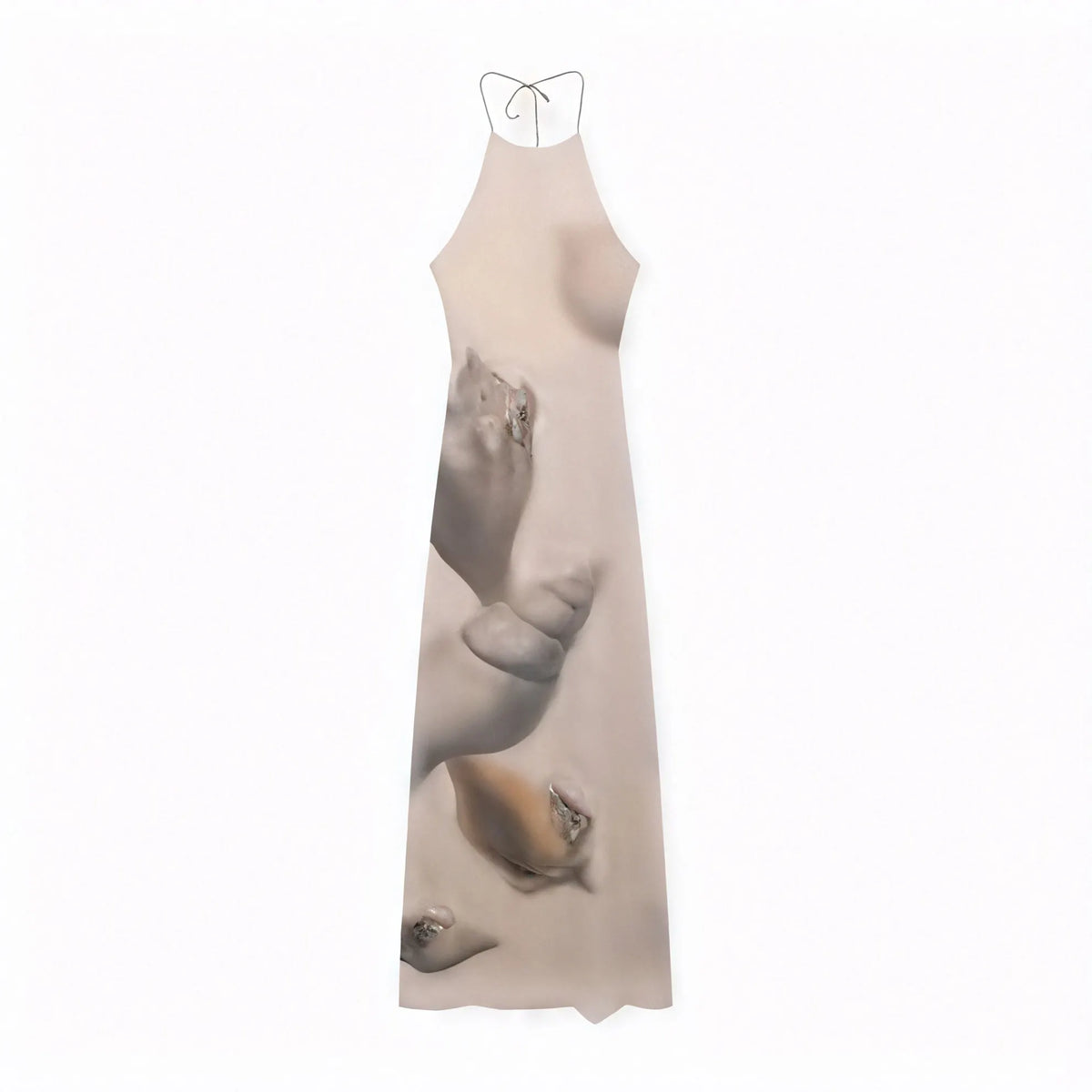 Halterneck Maxikleid – Einzigartiger Print, Strukturiert