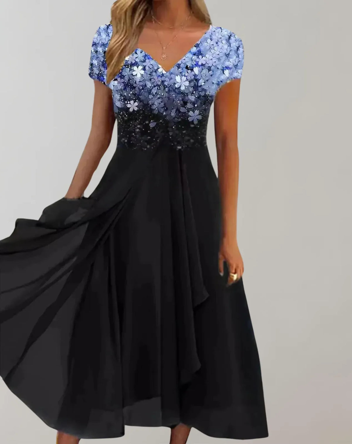 - Kleid mit leuchtenden Blumen Abendkleid fÃ¼r Damen GlÃ¤nzendes Topkleid