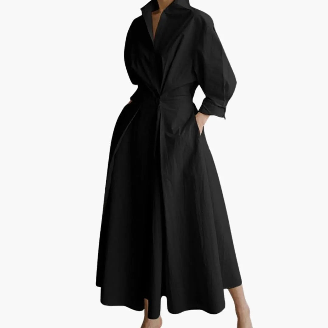 Womenâ€™s A-Line Dress with Polo Collar and A-Line Swing