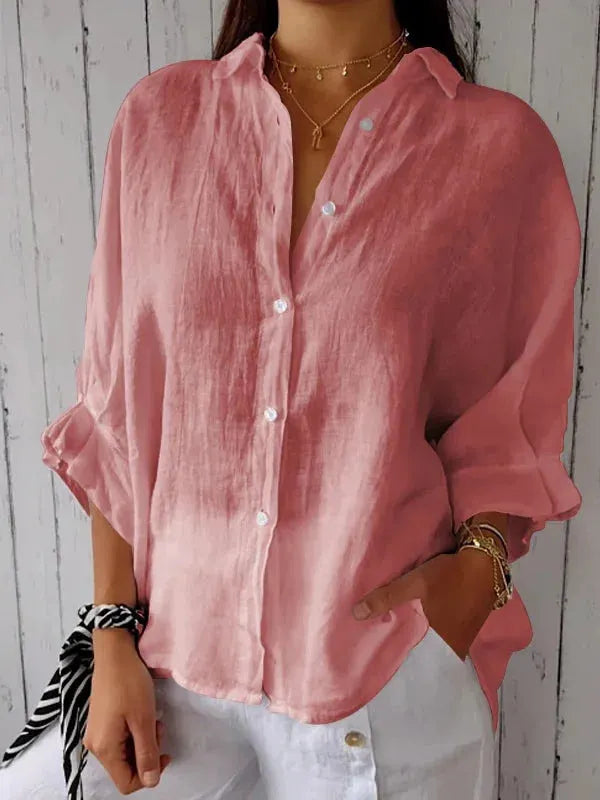 Damen Leichte Leinenbluse