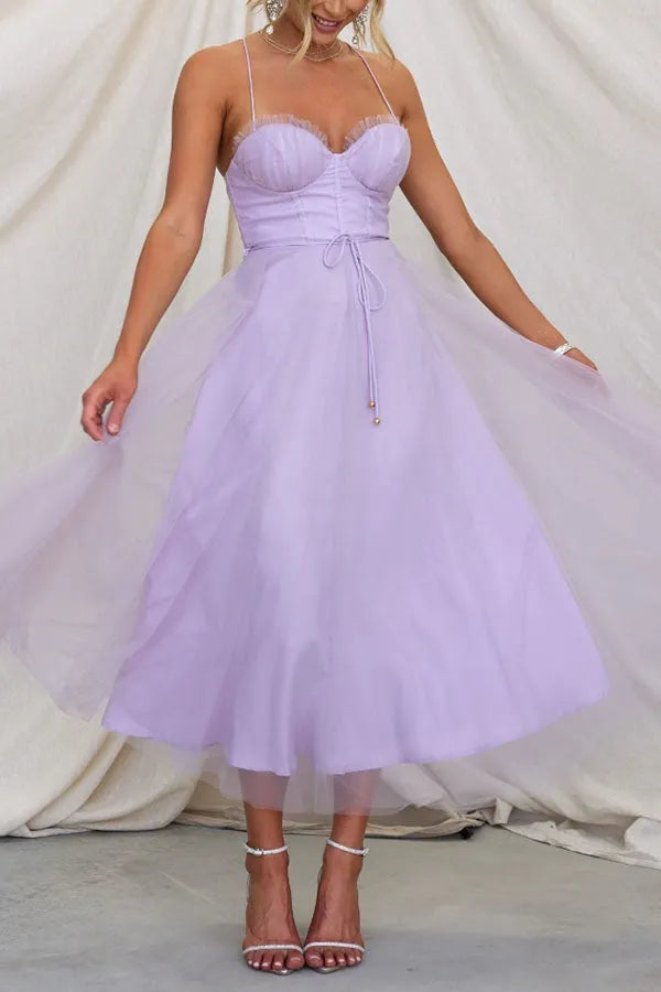 Moxi| Tulle Corset Dress with Spaghetti Straps