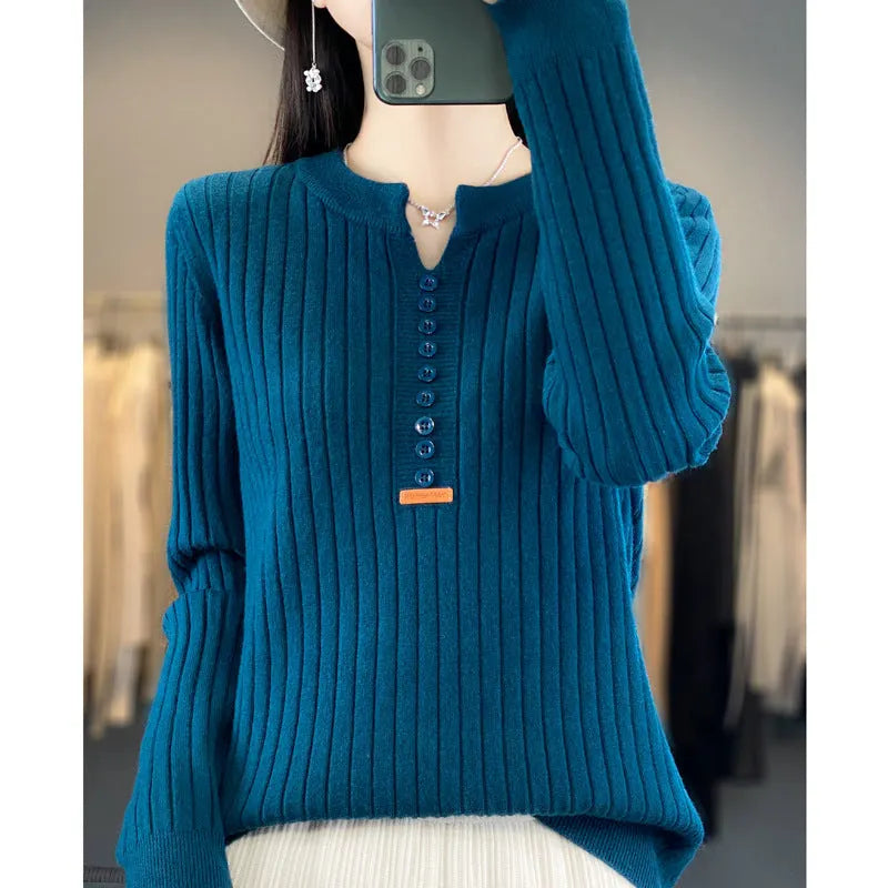 Rene | Strikket pullover med V-hals