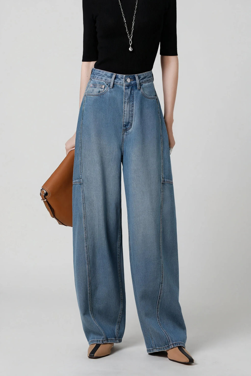 Weit geschnittene High-Waist Jeans