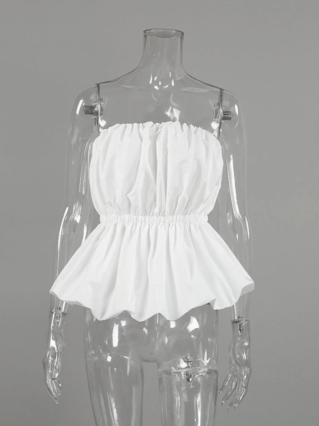 Ruched Bubble Hem Tube Top