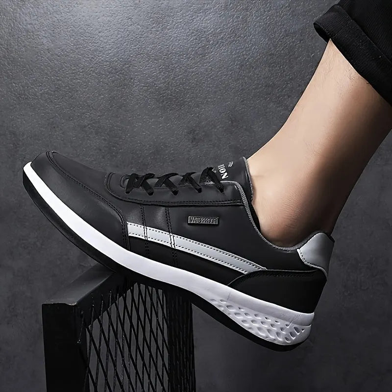 Große Größen Einfarbige Herrensneaker Mit Weicher Rutschfester Sohle