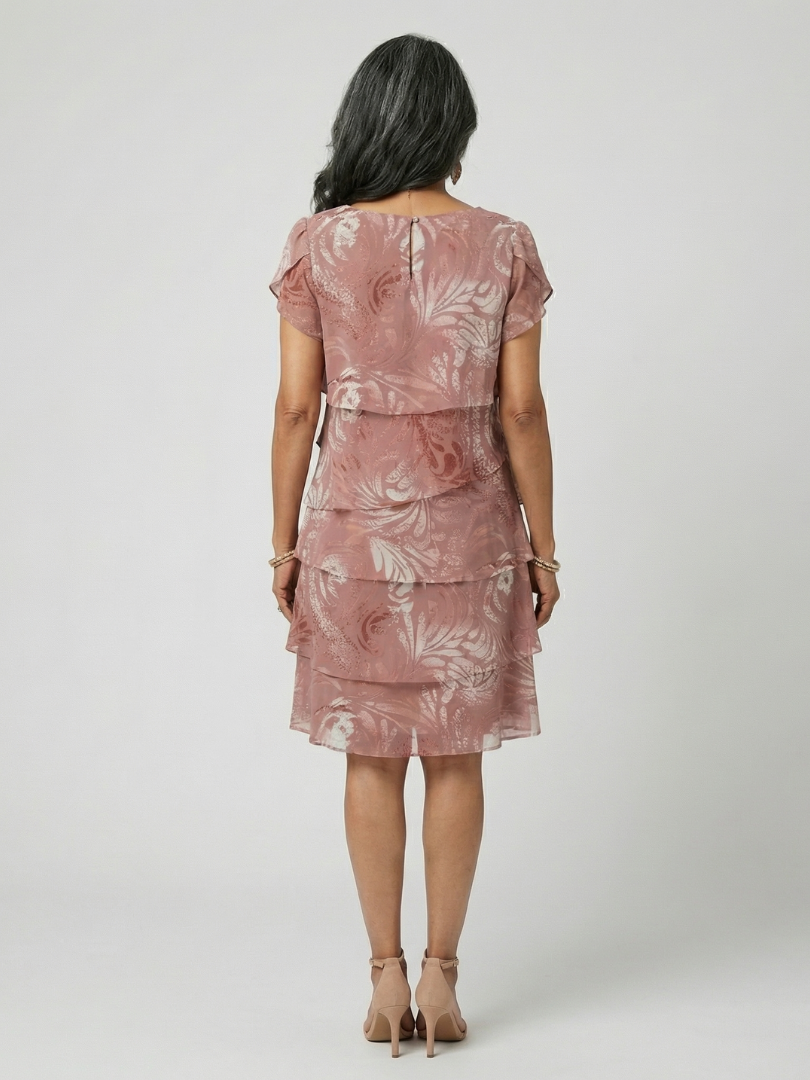 Aria | Soft Motif Tier Knee Length Dress