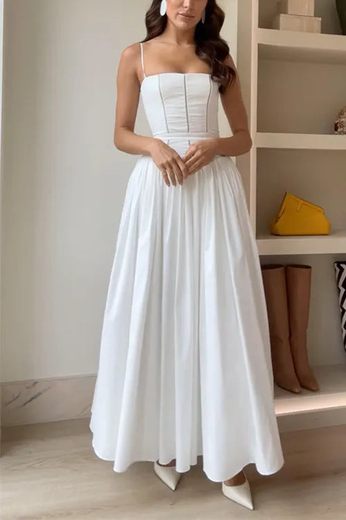 Spaghetti Strap Corset Swing Maxi Dress