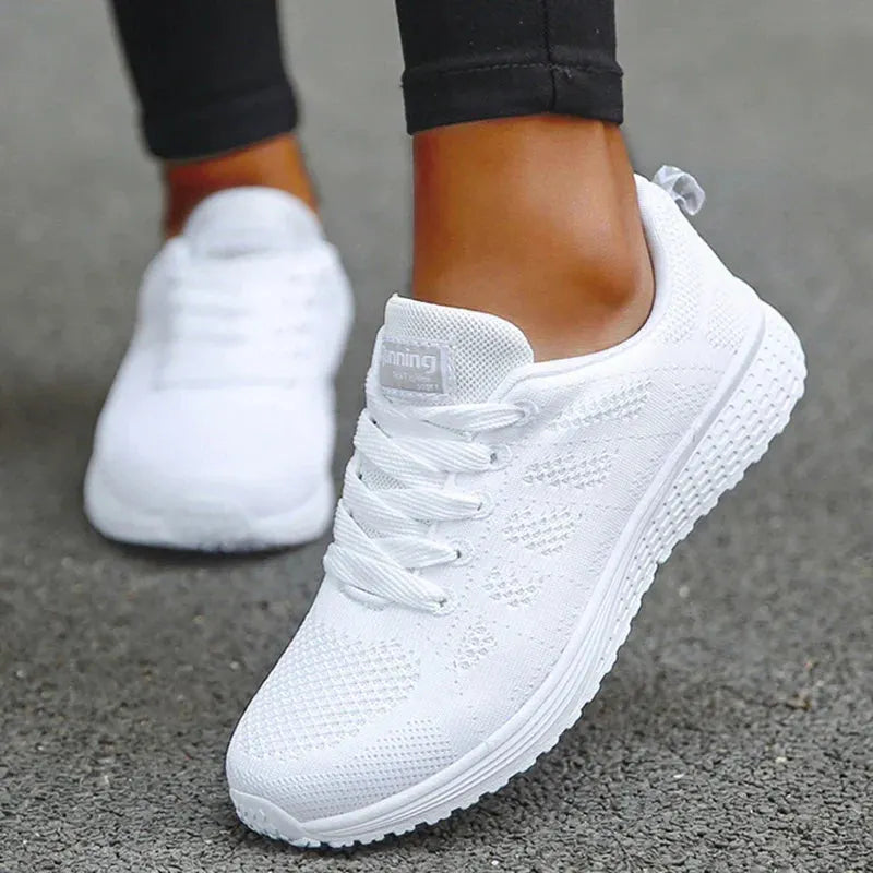 Damers Andningsbara Mesh Tyg SnÃ¶rade Sneakers