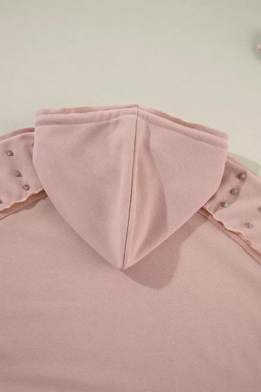 Drawstring Studded Shoulder Hoodie