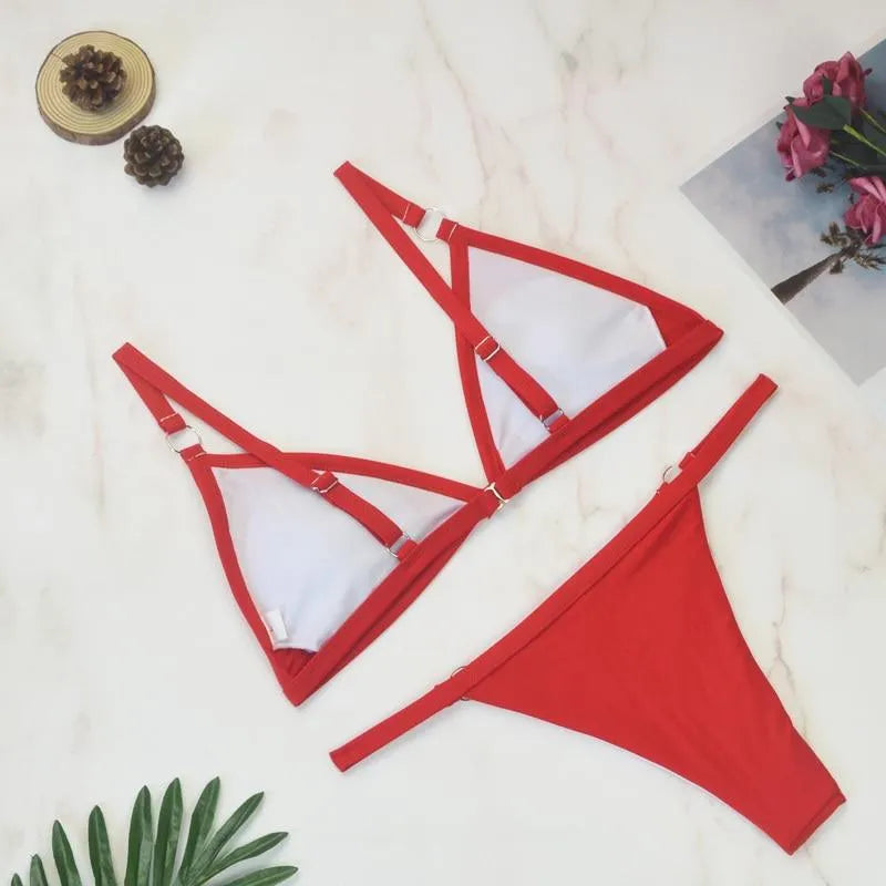 Marj| Minimalist Bikini with Ring Details and Triangle Top