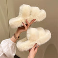 Fluffy Slippers with Fur Lining and Soft Sole for Women