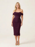 Sabira | Off Shoulder Ruched Midi Dress
