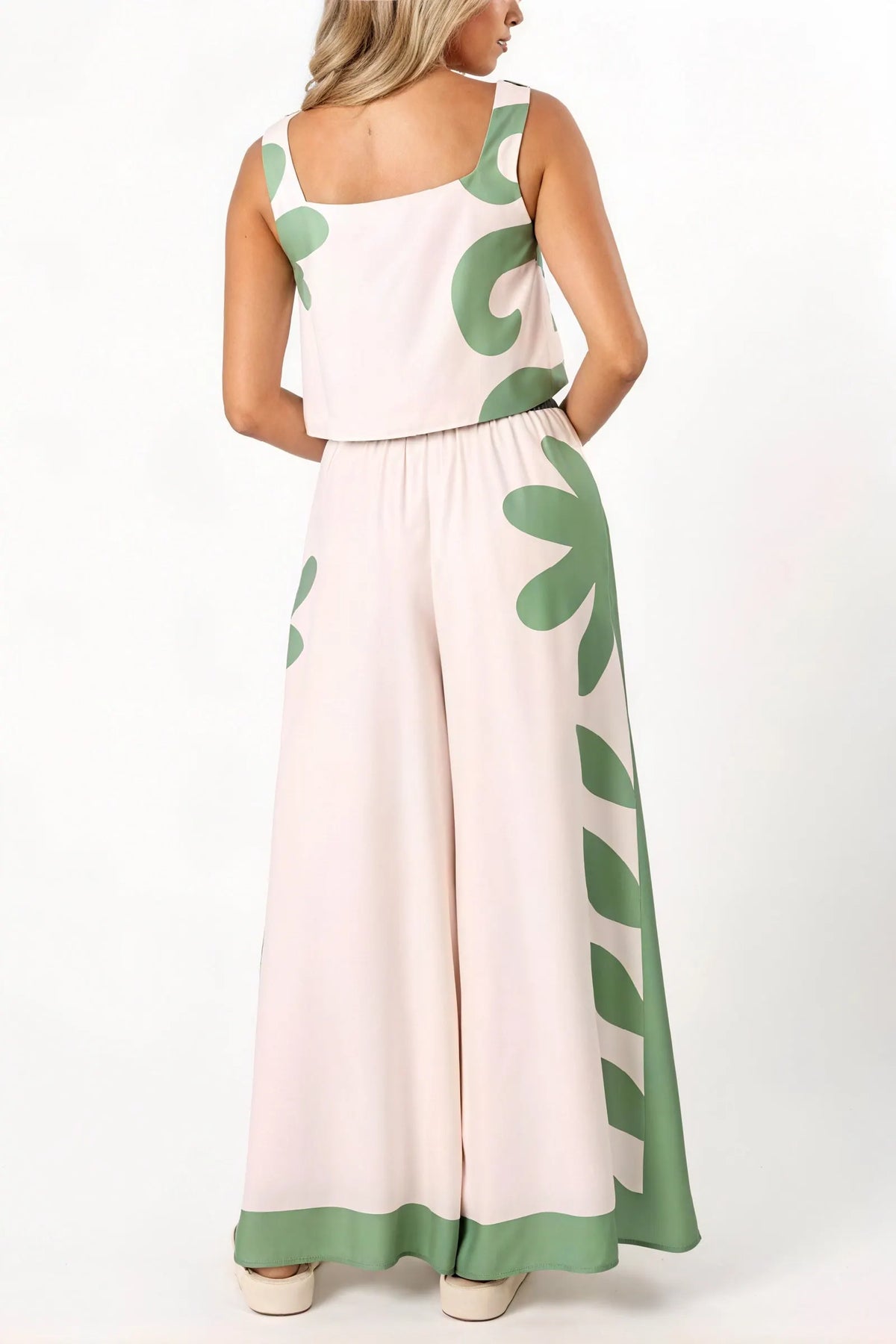 Floral Ensemble: Top & Wide Leg Hose