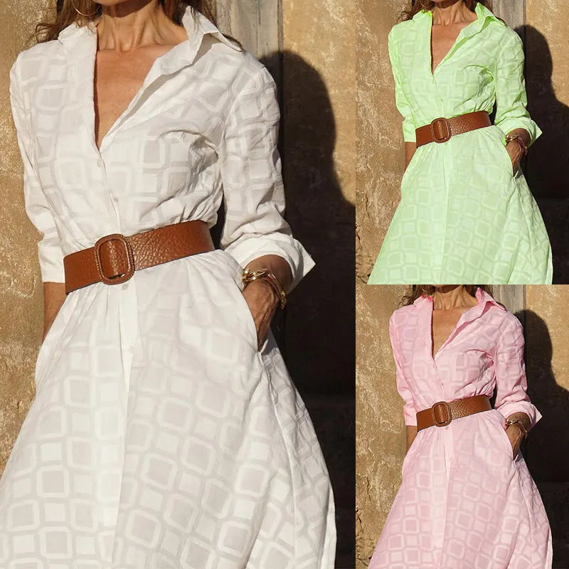 Damen Hemdkleid aus atmungsaktiver Baumwolle mit langen Ã„rmeln